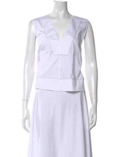 Pre-owned Simon Miller V-neck Sleeveless Top W/ Tags In White