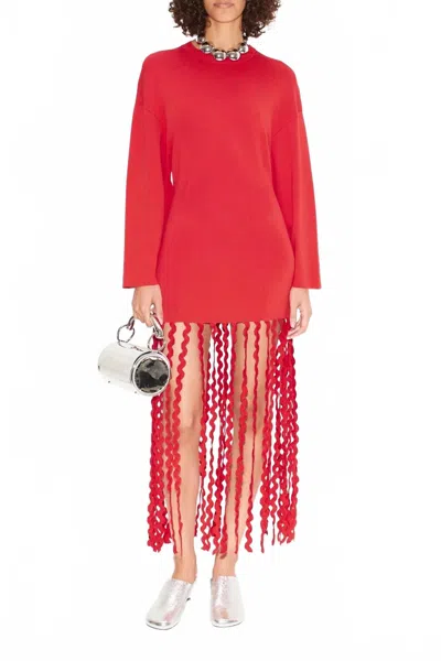 Simon Miller Wallis Knit Fringe Dress In Red