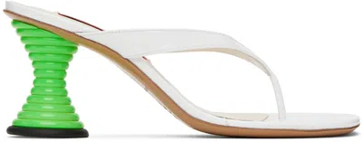 Simon Miller White Beep Heeled Sandals In Macadamia/happy Gree