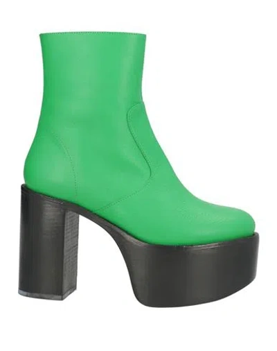 Simon Miller Woman Ankle Boots Green Size 8 Leather