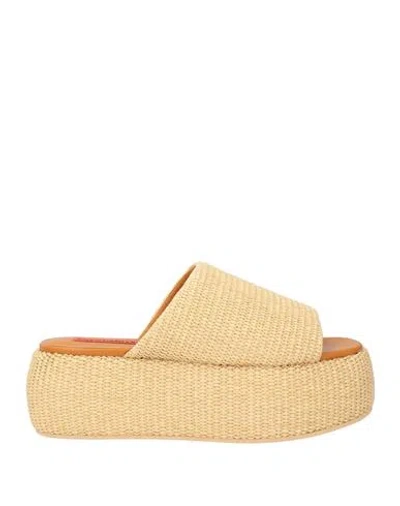 Simon Miller Woman Sandals Tan Size 6 Natural Raffia In Brown