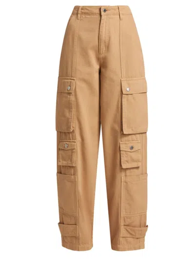 Simon Miller Women's Cotton Twill Wide-leg Cargo Pants In Khaki