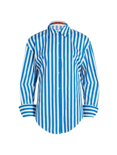 Simon Miller Women's Loch Striped Cotton-blend Poplin Shirt In Blue Stripe