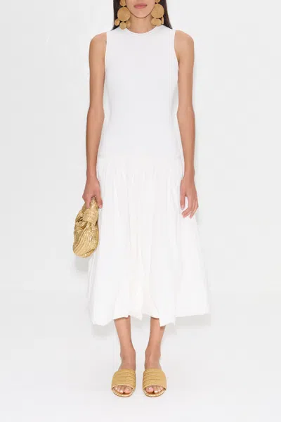 Simon Miller Yanez Poplin Combo Dress In Macadamia In White
