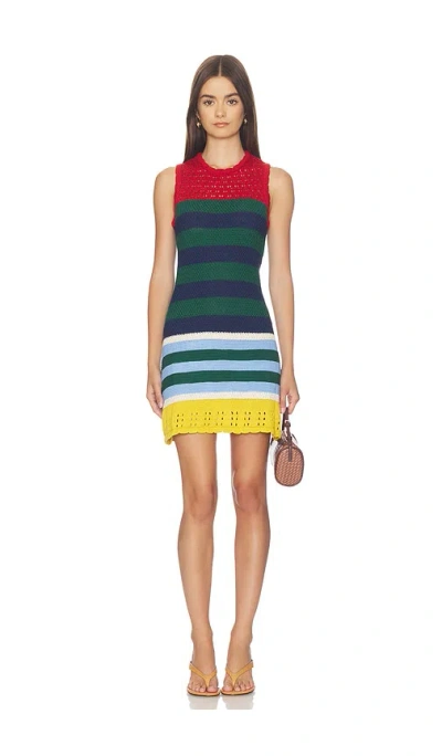 Simon Miller Yvonne Knit Mini Dress Brick Stripe Combo In Multi