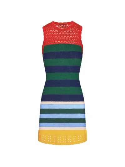 Simon Miller Yvonne Knit Mini Dress Brick Stripe Combo In Multi