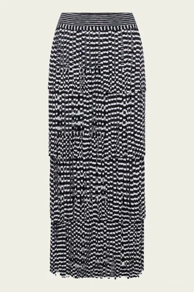 Simon Miller Za Za Fringe Skirt In Black White Space Dye In Blue