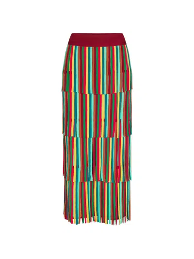 Simon Miller Za Za Fringe-trimmed Straight Maxi Skirt In Multi