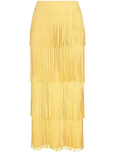 Simon Miller Za Za Knit Fringe Maxi Skirt In 黄色