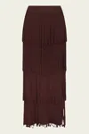 Simon Miller Za Za Knit Fringe Skirt In Choco Brown
