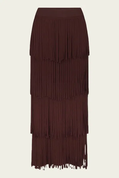 Simon Miller Za Za Knit Fringe Skirt In Choco Brown