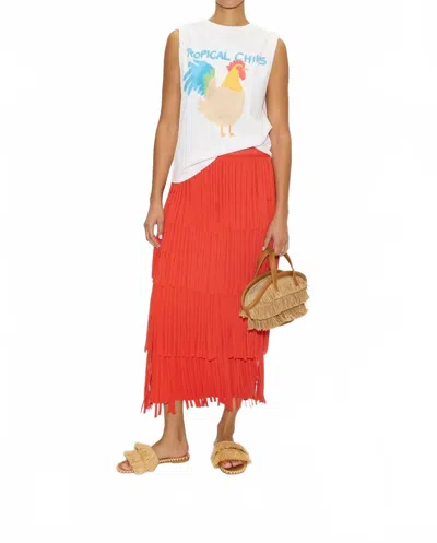 Simon Miller Za Za Knit Fringe Skirt In Coral Red