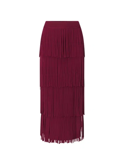 Simon Miller Za Za Tiered Fringe Maxi Skirt In Burgundy