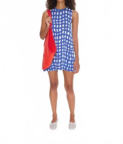 Simon Miller Zana Knit Mini Dress In Klein Blue Wavy Gingham