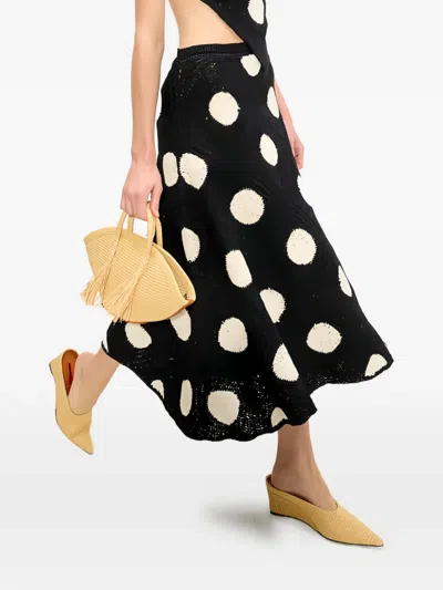 Simon Miller Zorah Crochet Polka-dot A-line Midi Skirt In Black