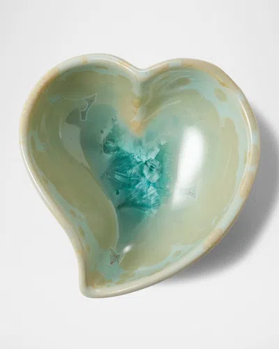 Simon Pearce Crystalline Twist Heart Bowl In Green