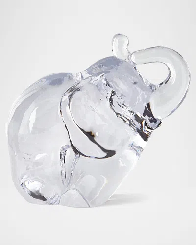 Simon Pearce Glass Elephant Sculpture In Clear