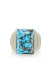 Simon Teakle Art Deco 18k White Gold Turquoise Ring In Blue