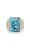 Simon Teakle Art Deco 18k White Gold Turquoise Ring In Blue