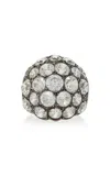 Simon Teakle René Boivin Silver Zircon Ring In White