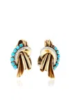 Simon Teakle Retro Suite 18k Yellow Gold Turquoise; Diamond Brooch