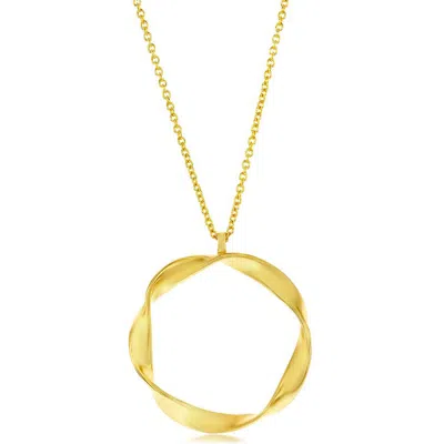 Simona 14k Gold Plated Sterling Silver Twisted Circle Pendant Necklace
