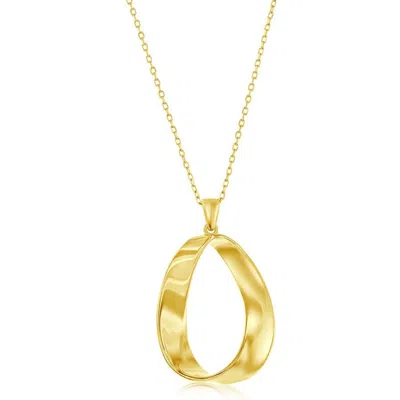 Simona 14k Gold Plated Sterling Silver Twisted Oval Pendant Necklace