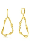 Simona 14k Gold Plated Sterling Silver Twisted Triangle Drop Huggie Hoop Earrings In Gold