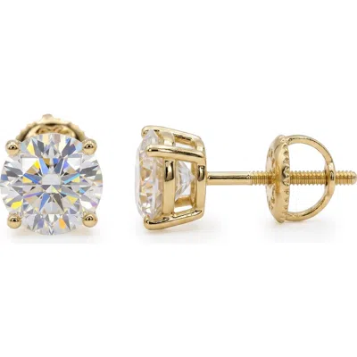 Simona 4mm Lab Created Moissanite Round Stud Earrings In Gold