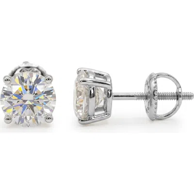 Simona 4mm Lab Created Moissanite Round Stud Earrings In Silver