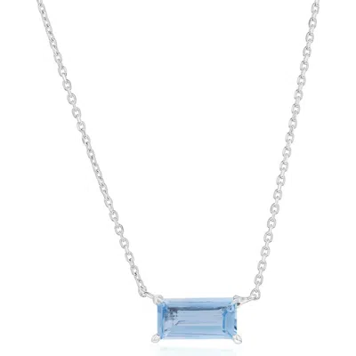 Simona Baguette Cut Semiprecious Stone Pendant Necklace In Purple