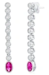 Simona Beaded Oval & Round Drop Earrings In Ruby
