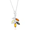 Simona Bezel Set Amber Pendant Necklace In Multi