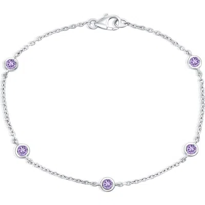 Simona Bezel Set Gemstone Bracelet In Amethyst