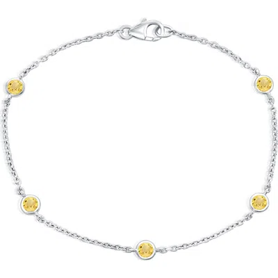 Simona Bezel Set Gemstone Bracelet In Citrine