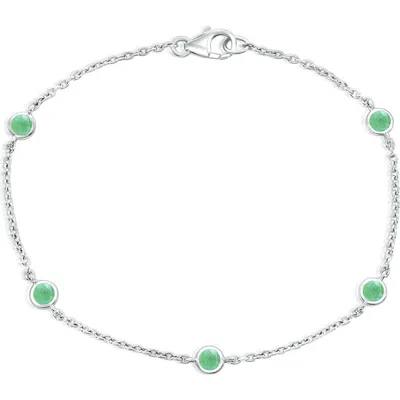 Simona Bezel Set Gemstone Bracelet In Emerald