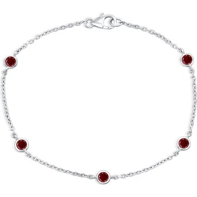Simona Bezel Set Gemstone Bracelet In Garnet