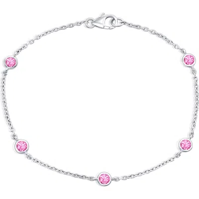 Simona Bezel Set Gemstone Bracelet In Pink Sapphire