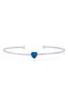 Simona Birthstone Cubic Zirconia Heart Open Cuff Bracelet In Blue