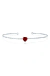 Simona Birthstone Cubic Zirconia Heart Open Cuff Bracelet In Burgundy