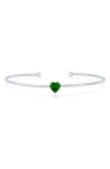 Simona Birthstone Cubic Zirconia Heart Open Cuff Bracelet In Green