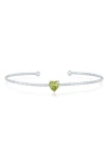 Simona Birthstone Cubic Zirconia Heart Open Cuff Bracelet In Green