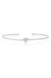 Simona Birthstone Cubic Zirconia Heart Open Cuff Bracelet In Transparent