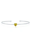 Simona Birthstone Cubic Zirconia Heart Open Cuff Bracelet In Yellow