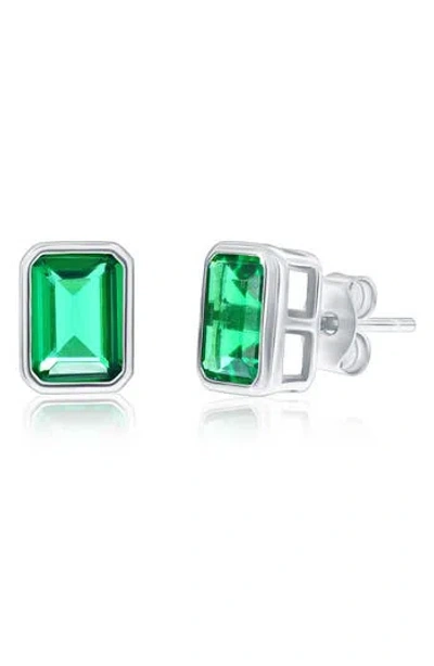 Simona Birthstone Cubic Zirconia Stud Earrings In Metallic