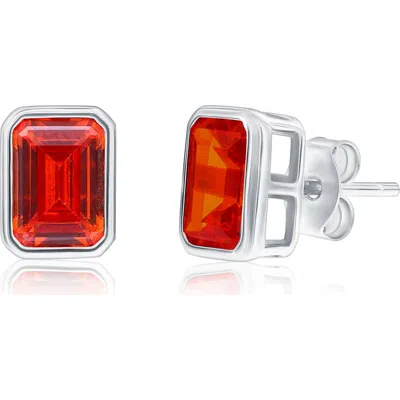 Simona Birthstone Cubic Zirconia Stud Earrings In Red