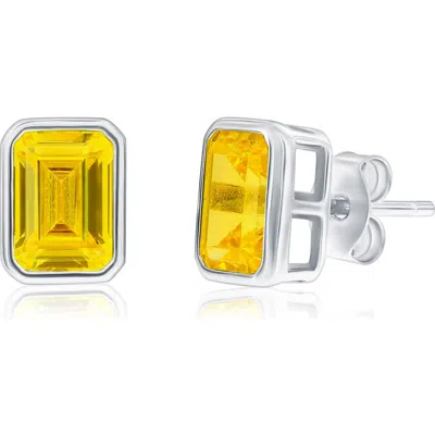 Simona Birthstone Cubic Zirconia Stud Earrings In Yellow