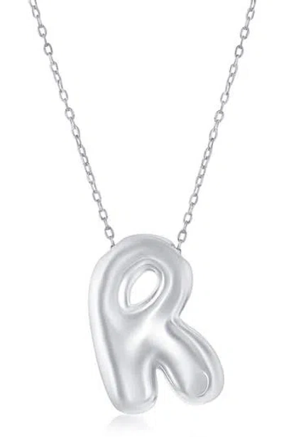 Simona Bubble Initial Pendant Necklace In Silver