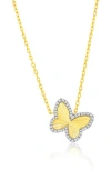 Simona Butterfly Cz Pendant Necklace In Gold