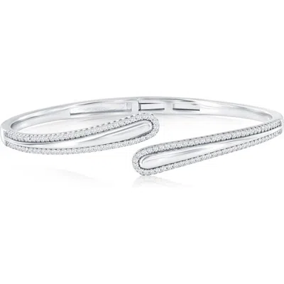 Simona Bypass Cubic Zirconia Bangle In Metallic